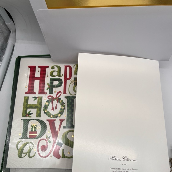 Holiday Collection Christmas Cards Happy Holidays- Gold Lined Envelopes 18 NWT - Picture 4 of 4